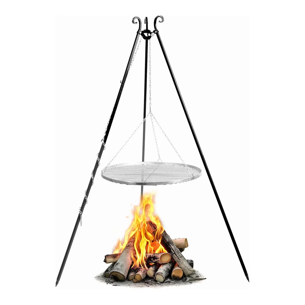 COOK KING 180 cm Tripod with Stainless Steel Grate - Tripod Grills